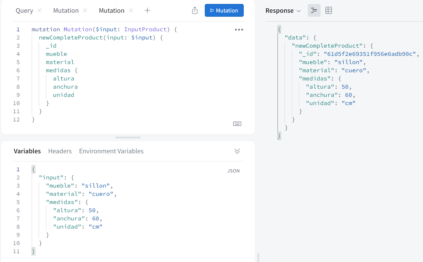 mutation con subdocuments